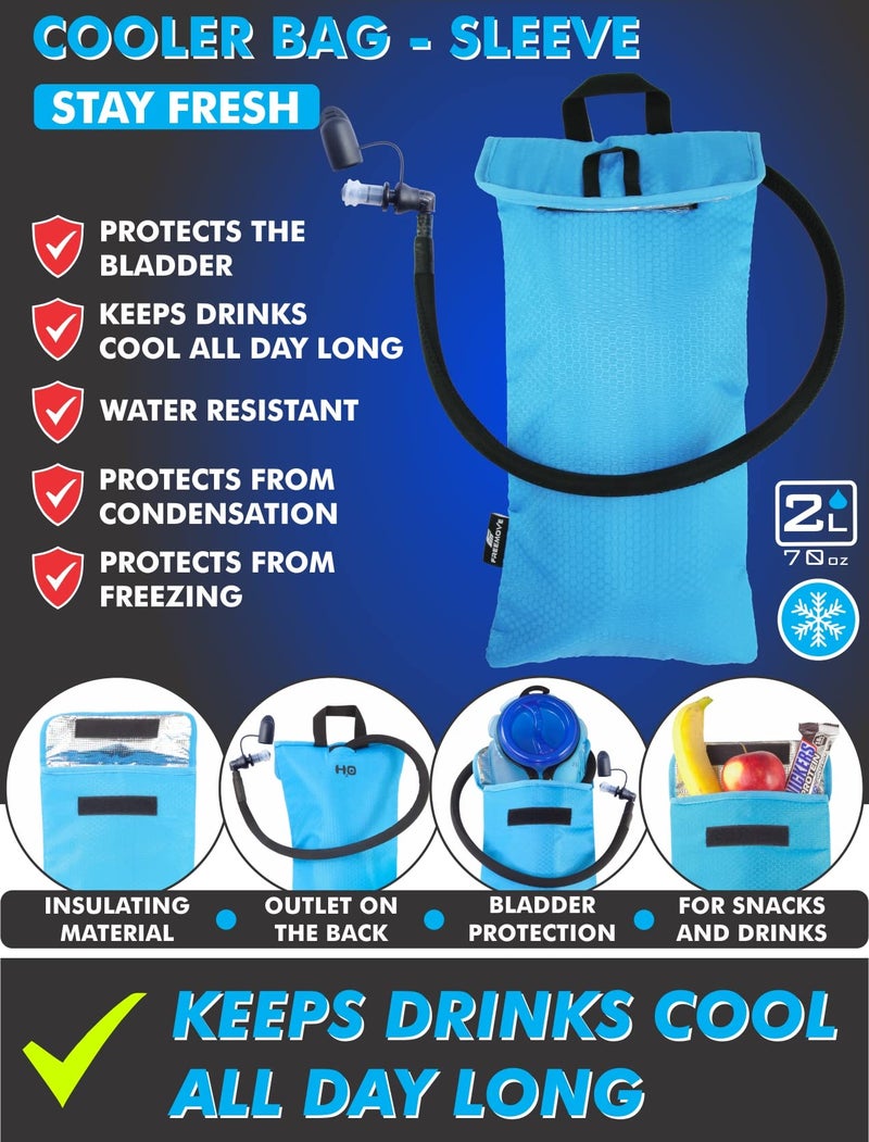 FREEMOVE 2L Hydration Bladder & Cooler Bag > Keeps Drink Cool & Protects Bladders > Leak Proof Camel Water Pack for Backpack > Tasteless & BPA Free TPU Material  Quick Release Insulated Tube with On/Off Valve - Image 5